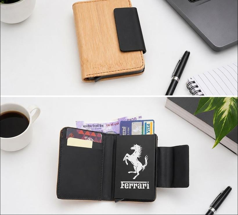 Bamboo Card Wallet with Snap