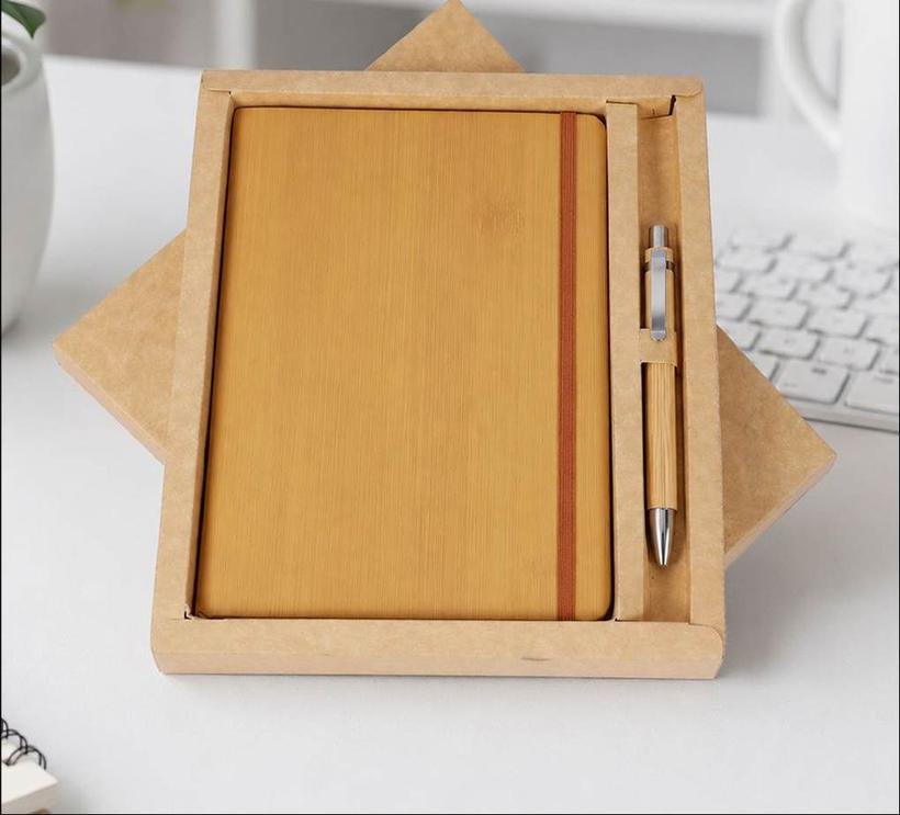2-in-1 Wood-Finish Notebook & Pen Set