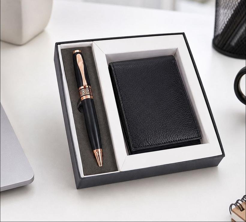 Leather Wallet & Executive Pen Set