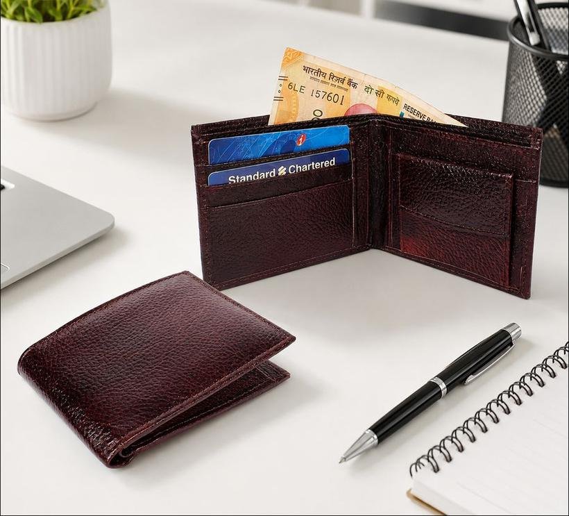 Glossy Brown Leather Wallet