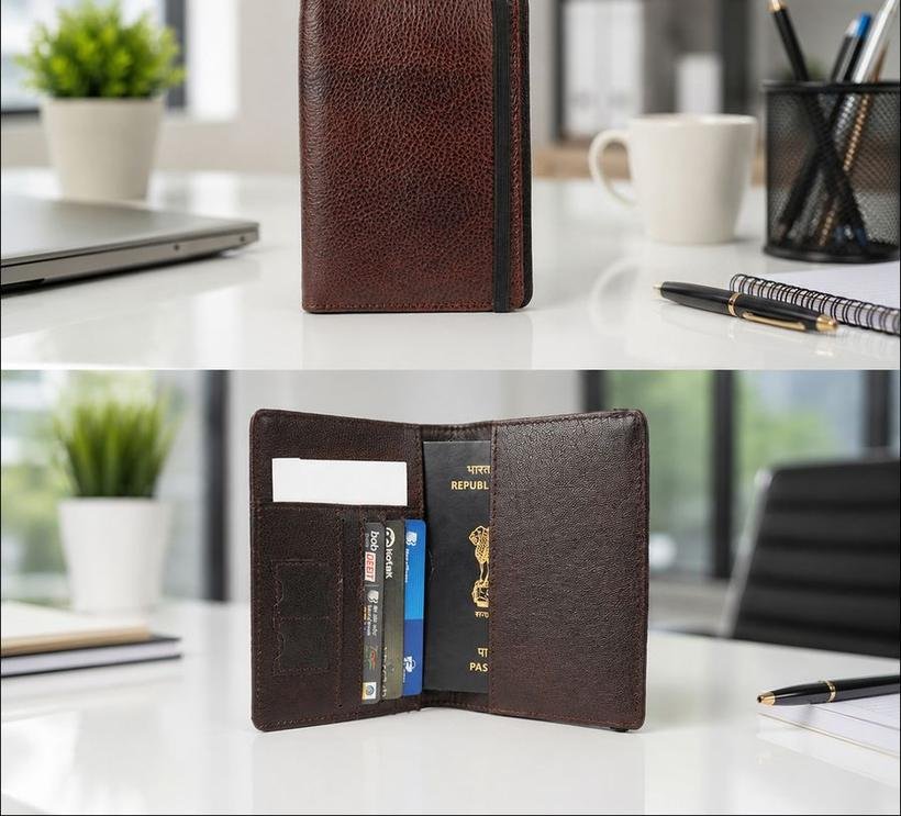 Leather Passport Holder with Strap