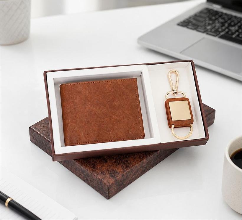 Wallet & Gold Hook Keychain Set