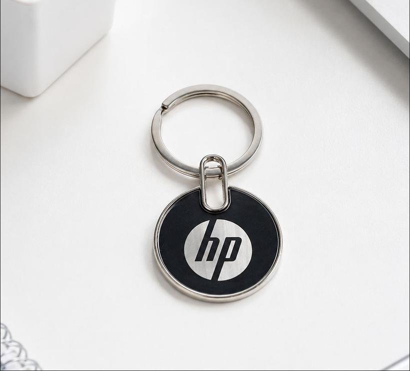 Round Enamel Metal Keychain