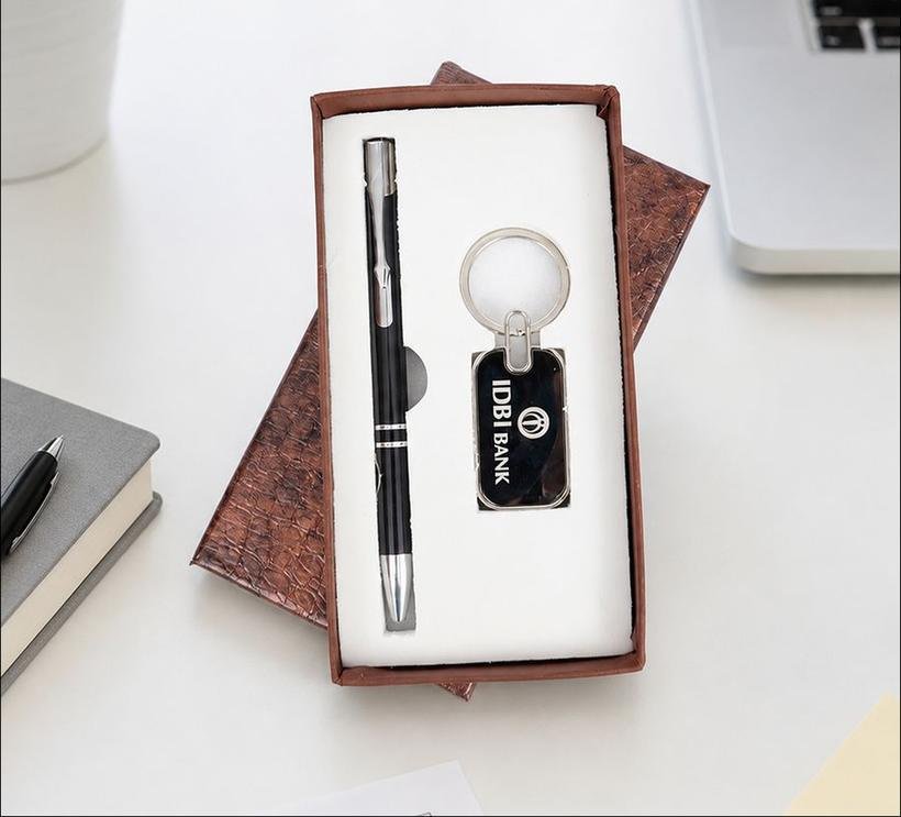 Silver Pen & Keychain Gift Set